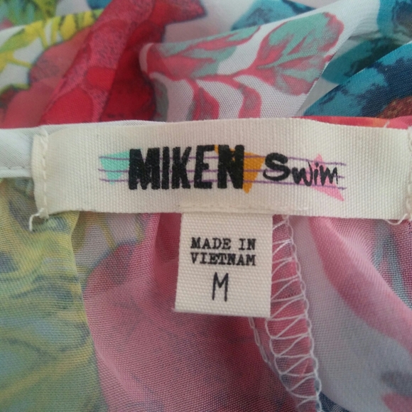 Miken Swim Floral Semi-Sheer Cover-up, M - Picture 5 of 5
